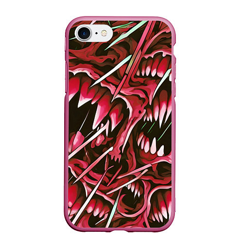 Чехол iPhone 7/8 матовый Красные клыки / 3D-Малиновый – фото 1