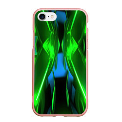 Чехол iPhone 7/8 матовый Зеленый калейдоскоп абстракция, цвет: 3D-светло-розовый