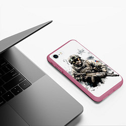 Чехол iPhone 7/8 матовый ВС России спецназ, цвет: 3D-малиновый — фото 2