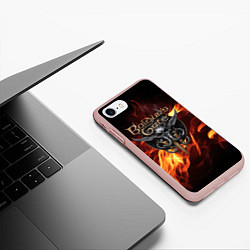 Чехол iPhone 7/8 матовый Baldurs Gate 3 fire, цвет: 3D-светло-розовый — фото 2