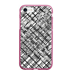 Чехол iPhone 7/8 матовый Чёрно-белая сеть, цвет: 3D-малиновый