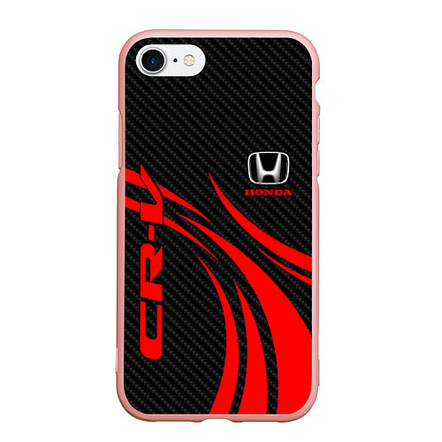 Чехол iPhone 7/8 матовый Honda CR-V - красный и карбон / 3D-Светло-розовый – фото 1