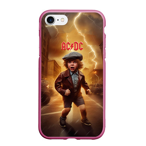 Чехол iPhone 7/8 матовый ACDC boy / 3D-Малиновый – фото 1