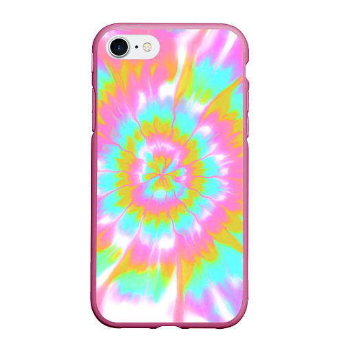 Чехол iPhone 7/8 матовый Tie-Dye кислотный в стиле барби / 3D-Малиновый – фото 1