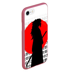 Чехол iPhone 7/8 матовый Ёриичи - клинок рассекающий демонов - силуэт, цвет: 3D-малиновый — фото 2
