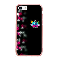 Чехол iPhone 7/8 матовый Игра в кальмара x Fall Guys, цвет: 3D-светло-розовый