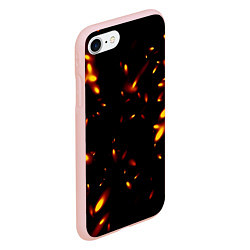Чехол iPhone 7/8 матовый Разлетающиеся искры пламени, цвет: 3D-светло-розовый — фото 2