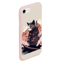 Чехол iPhone 7/8 матовый Боевой котенок ниндзя - японская сакура, цвет: 3D-светло-розовый — фото 2
