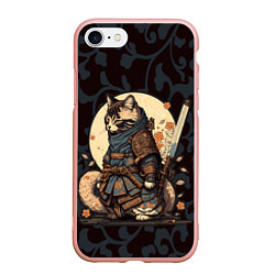 Чехол iPhone 7/8 матовый Кот якудза - японский воин, цвет: 3D-светло-розовый