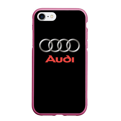 Чехол iPhone 7/8 матовый Audi sport на чёрном / 3D-Малиновый – фото 1