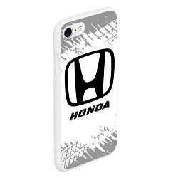 Чехол iPhone 7/8 матовый Honda speed на светлом фоне со следами шин, цвет: 3D-белый — фото 2