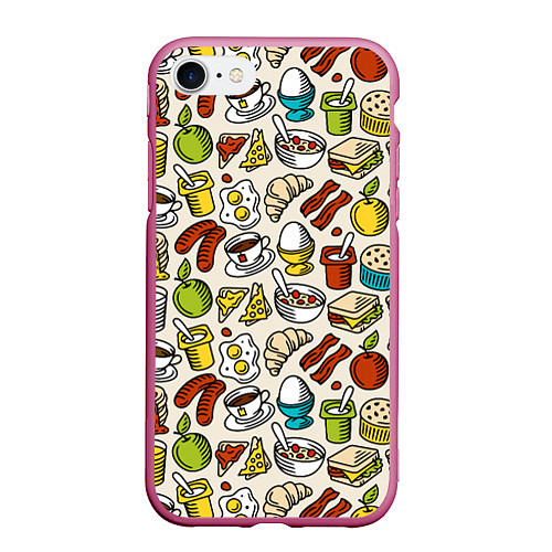 Чехол iPhone 7/8 матовый Завтрак - цветной / 3D-Малиновый – фото 1
