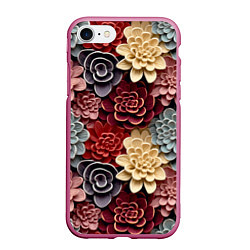 Чехол iPhone 7/8 матовый Объёмные цветы суккулента, цвет: 3D-малиновый