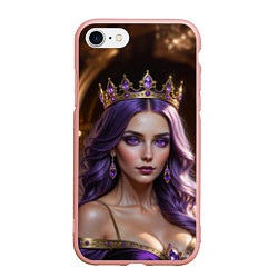 Чехол iPhone 7/8 матовый Девушка с фиолетовыми волосами в короне, цвет: 3D-светло-розовый