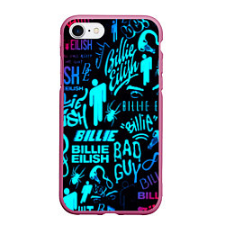 Чехол iPhone 7/8 матовый Billie Eilish neon pattern, цвет: 3D-малиновый