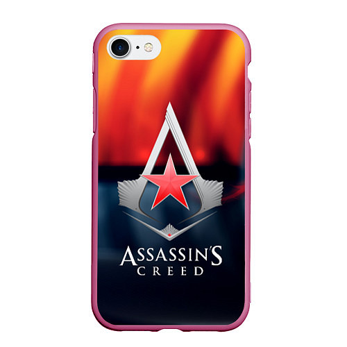 Чехол iPhone 7/8 матовый Assassins Creed ussr / 3D-Малиновый – фото 1