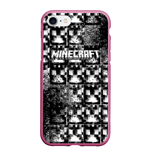 Чехол iPhone 7/8 матовый Minecraft online game / 3D-Малиновый – фото 1