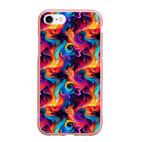 Чехол iPhone 7/8 матовый Разноцветные разные волны разводы / 3D-Светло-розовый – фото 1