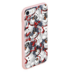 Чехол iPhone 7/8 матовый Зимний паттерн со снеговиками, цвет: 3D-светло-розовый — фото 2