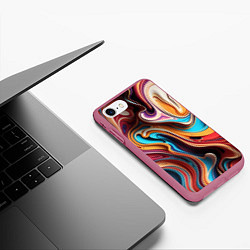 Чехол iPhone 7/8 матовый Поток красок, цвет: 3D-малиновый — фото 2