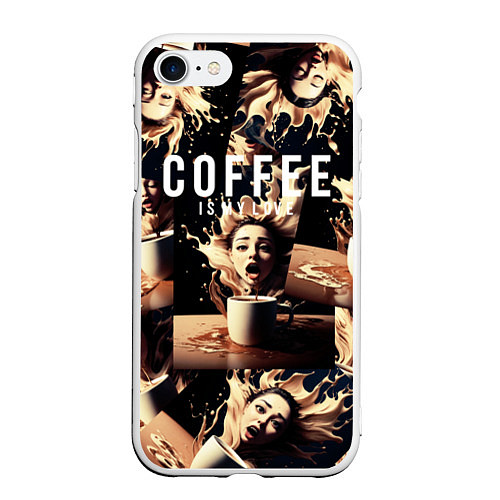 Чехол iPhone 7/8 матовый Кофе моя любовь и страсть / 3D-Белый – фото 1