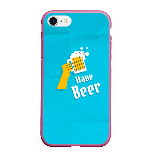 Чехол iPhone 7/8 матовый Пиво есть / 3D-Малиновый – фото 1