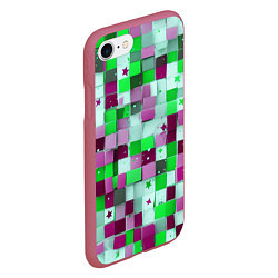 Чехол iPhone 7/8 матовый Ретро Квадраты, цвет: 3D-малиновый — фото 2