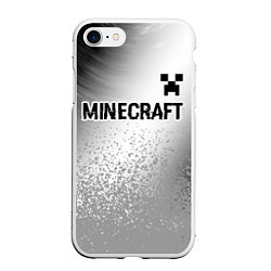 Чехол iPhone 7/8 матовый Minecraft glitch на светлом фоне: символ сверху, цвет: 3D-белый