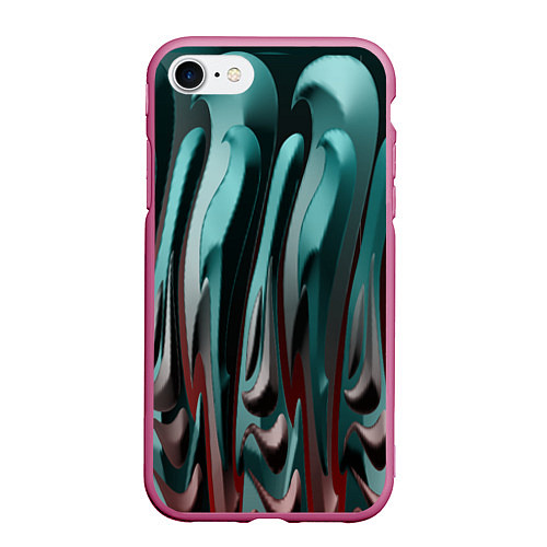 Чехол iPhone 7/8 матовый Металлический рельеф / 3D-Малиновый – фото 1