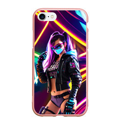 Чехол iPhone 7/8 матовый Cool girl - cyberpunk - neon glow, цвет: 3D-светло-розовый