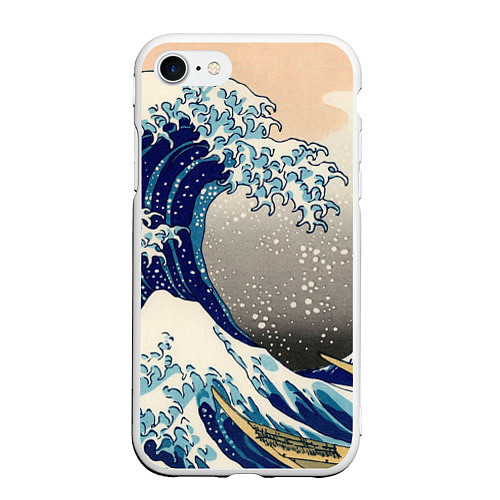 Чехол iPhone 7/8 матовый Великая волна от Канагава / 3D-Белый – фото 1