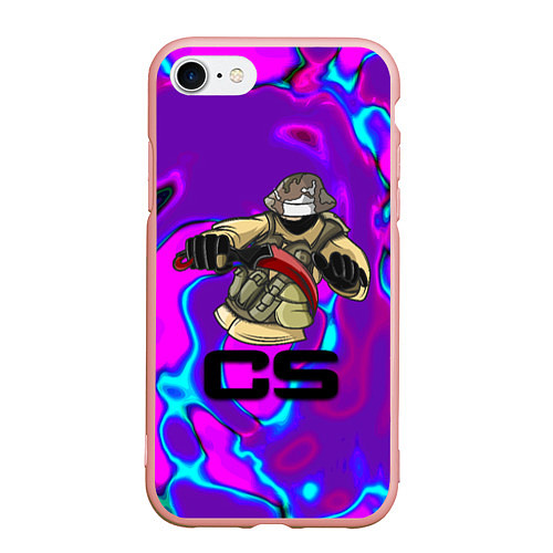 Чехол iPhone 7/8 матовый Cs go neon skin / 3D-Светло-розовый – фото 1