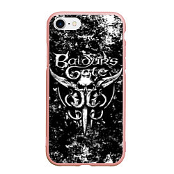 Чехол iPhone 7/8 матовый Baldurs gate 3 - black and white, цвет: 3D-светло-розовый