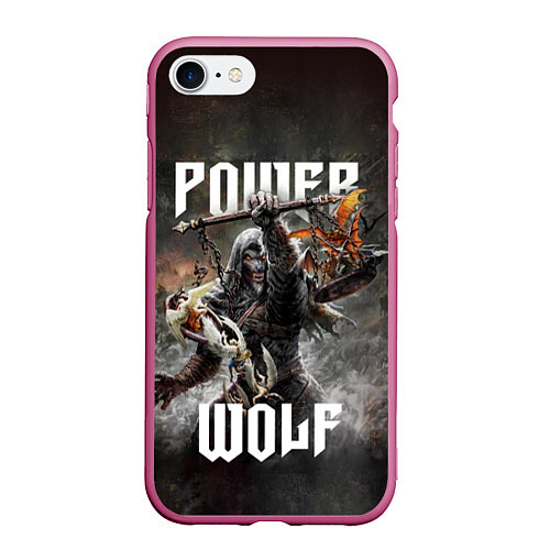 Чехол iPhone 7/8 матовый Powerwolf: werewolf / 3D-Малиновый – фото 1