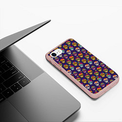Чехол iPhone 7/8 матовый Мексиканские черепа Калака, цвет: 3D-светло-розовый — фото 2