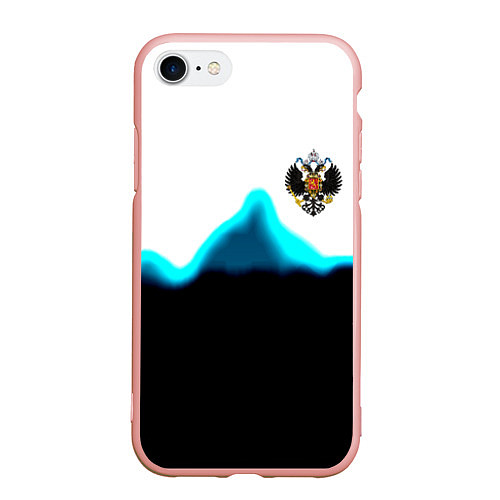 Чехол iPhone 7/8 матовый Герб РФ синяя волна / 3D-Светло-розовый – фото 1