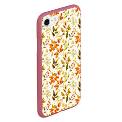 Чехол iPhone 7/8 матовый Осенние листья и желуди, цвет: 3D-малиновый — фото 2