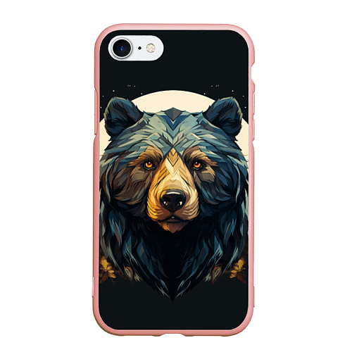 Чехол iPhone 7/8 матовый Арт осенний медведь / 3D-Светло-розовый – фото 1