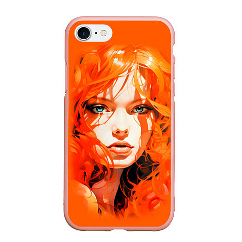 Чехол iPhone 7/8 матовый Огненная красотка / 3D-Светло-розовый – фото 1