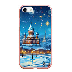 Чехол iPhone 7/8 матовый Новогодняя Москва, цвет: 3D-светло-розовый