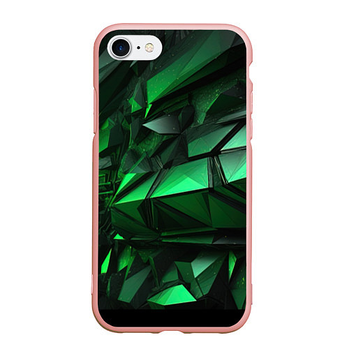 Чехол iPhone 7/8 матовый Green abstract / 3D-Светло-розовый – фото 1