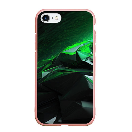 Чехол iPhone 7/8 матовый Green abstract geometry / 3D-Светло-розовый – фото 1