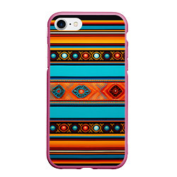 Чехол iPhone 7/8 матовый Этнический принт в горизонтальную полоску, цвет: 3D-малиновый