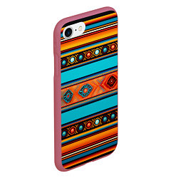 Чехол iPhone 7/8 матовый Этнический принт в горизонтальную полоску, цвет: 3D-малиновый — фото 2
