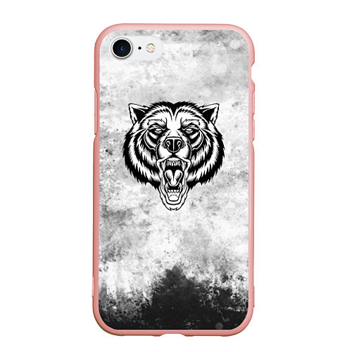 Чехол iPhone 7/8 матовый Texture - медведь в ярости / 3D-Светло-розовый – фото 1