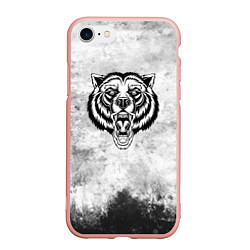 Чехол iPhone 7/8 матовый Texture - медведь в ярости, цвет: 3D-светло-розовый
