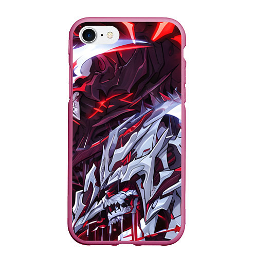 Чехол iPhone 7/8 матовый Красный кибер скелет / 3D-Малиновый – фото 1