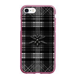 Чехол iPhone 7/8 матовый Черно-белая шотландская клетка, цвет: 3D-малиновый