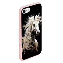 Чехол iPhone 7/8 матовый Лошадь белая в ночи, цвет: 3D-светло-розовый — фото 2