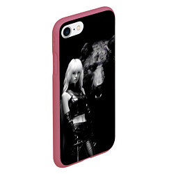 Чехол iPhone 7/8 матовый Милая блондинка с большим медведем, цвет: 3D-малиновый — фото 2